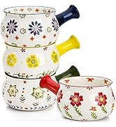 Peohud 4 Pack French Onion Soup Bowls with Handles, 22 Ounce Porcelain Soup Crock, Large Serving ...