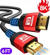 Adrenenjoyer 8K Certified HDMI 2.1 Cable 6 FT,48Gbps Ultra High Speed Braided Gaming Cord,Support...
