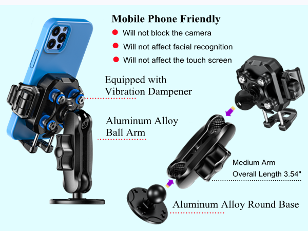 phone holder with vibration dampener