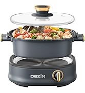 Dezin Electric Shabu Shabu Pot with Removable Pot, 3L Non-Stick Hot Pot Electric with Dual-Power ...