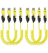 GUGOBOX 4 in 1 Coiled USB C Cable - 4ft 65W Spring Charging Cable for Phones, Laptops, Car Charge...