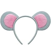 Tedercle Mouse Ears Headband for Kids and Adults – Gray and Pink Plush Animal Costume Headband fo...