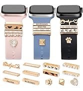 JR.DM 13 Pieces Gold Watch Band Charms with 10-Pcs Decorative Rings Loops &amp; 3-Pcs Decoration, Com...
