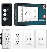 Lumary Smart in Wall Outlet with Type C &amp; USB Charger Ports Tamper Resistant 2.4GHz Wi-Fi APP Con...