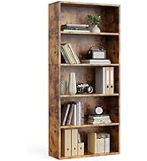 Sweetcrispy Industrial 5 Shelf Bookcase - Large 53 Inch Tall Floor Standing Open Bookshelf for Ho...