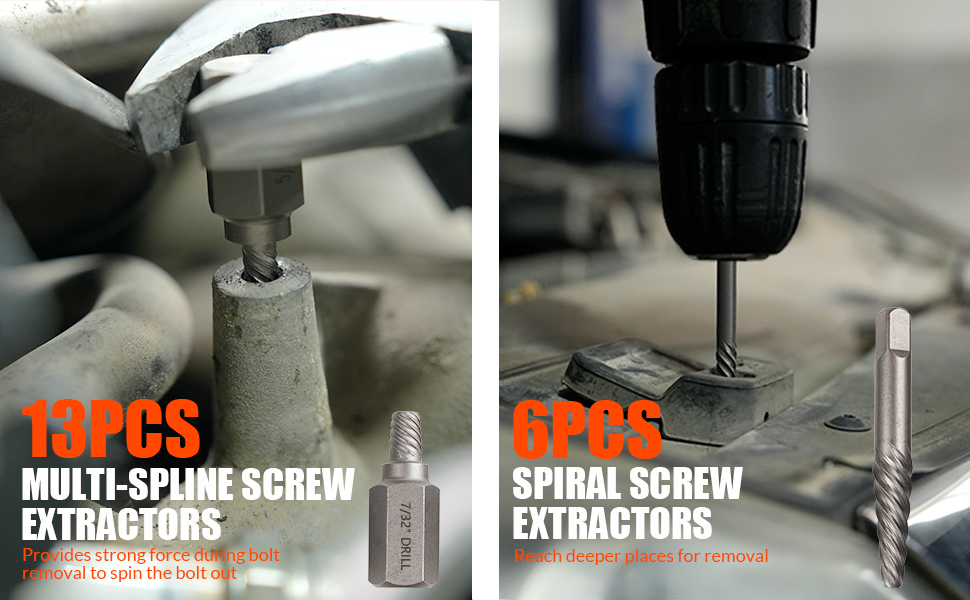 screw extractor set heavy duty spline and spiral screw extractor kit