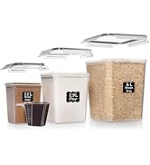 Shazo Flour Sugar Storage Containers Set of 3 (6L, 2.9L, 1.1L) Large Airtight Food Storage Contai...