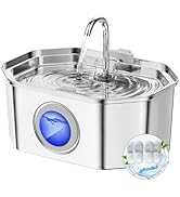 Cat Water Fountain Stainless Steel 108oz/3.2L, APAUK Automatic Pet Fountain Dog Water Dispenser w...
