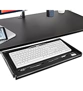 Square Under Desk Keyboard Tray, 20.3"Wx10.5"D Sturdy Key Board Tray Under Desk Slide with Pen Tr...
