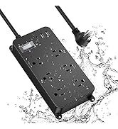 Outdoor Power Strip Weatherproof with USB C,IPX6 Waterproof Surge Protector Wall Mount Multi Outl...