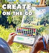 SRUOLOC Watercolor Paint Set 50 Colors, Travel Watercolor Set with Portable Carrying Case, Papers...