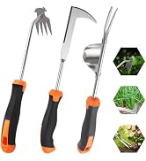 Foyucool Weed Puller Tool, Set of 3, Rubber Handle Weed Remover Tool, Manual Weeder,L-Shaped Weed...