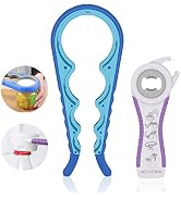 Jar Opener, 5 in 1 Multi Function Can Opener Bottle Opener Kit with Silicone Handle Easy to Use f...