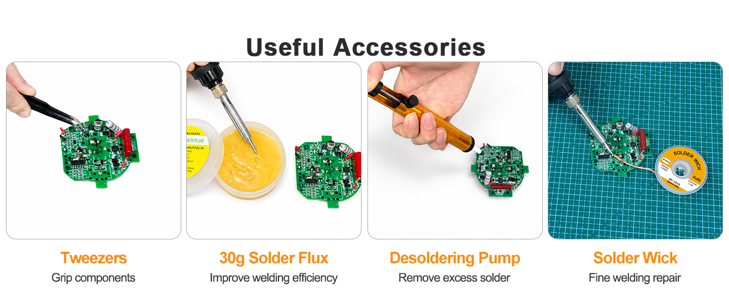 Soldering Iron Kit 80W LED Adjustable Temperature 180-520? Solder