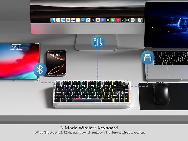 75% Wireless Keyboard with Knob Full Aluminum, VIA/QMK Custom Mechanical Keyboard