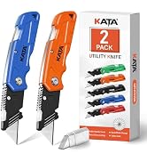 KATA Folding Box Cutter Knives - Heavy Duty Utility Knife Box Cutters with Extra 10pcs Razor Blad...