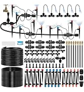 230FT Drip Irrigation System for Garden with 38pcs Adjustable Copper Nozzles &amp; Emitters, Automati...