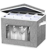 homyfort Wine Glass Stemware Storage Cases, China Storage Containers Box with Dividers Hard Shell...
