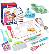 Vinino 11-Piece Kids Baking&amp;Cooking Set – Real Baking Utensils with Cookbooks for Children, Toddl...