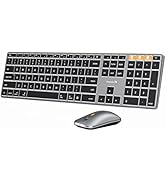 ProtoArc Backlit Bluetooth Keyboard Mouse for Mac, KM110-A Wireless Aluminum Keyboard and Mouse f...