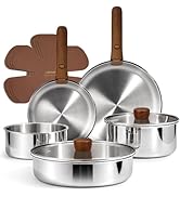 CAROTE 13 PCS Tri-Ply Stainless Steel Cookware Set with Detachable Handle, Pots and Pans Set, Ind...
