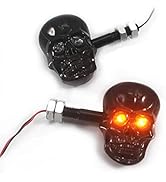 PerfecTech Motorcycle 10mm Screw Skull Head LED Amber Turn Signal Indicator Light (Black)