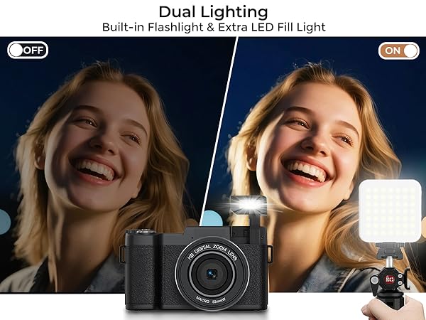 4k video light with led fill light