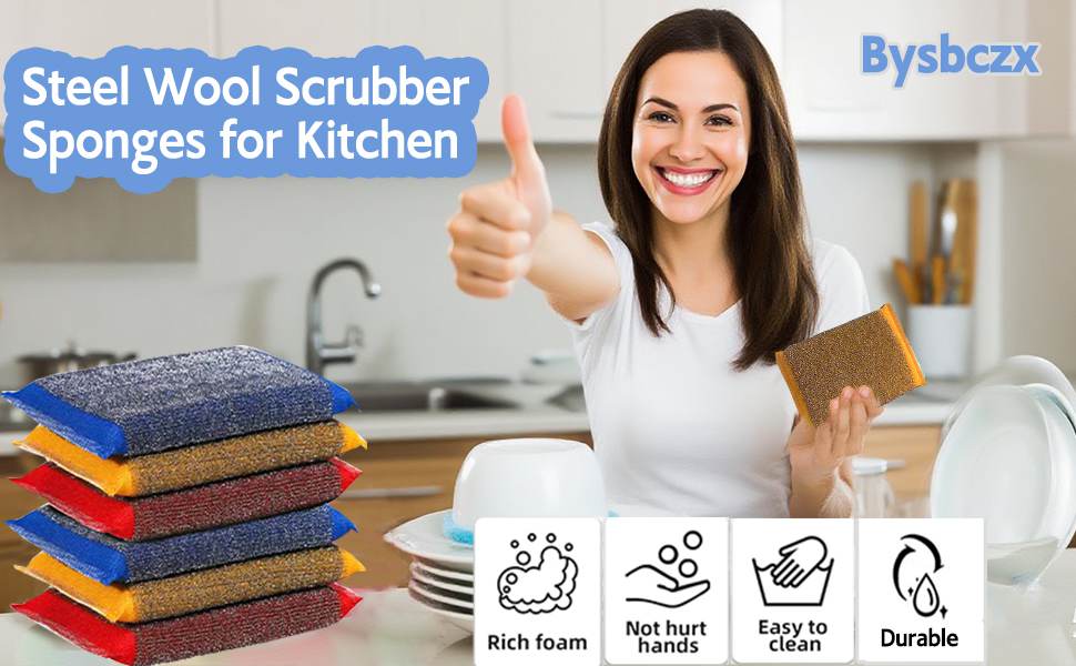 Steel Wool Scrubber Dish Sponges