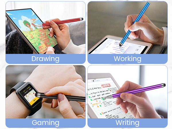 stylus Black, purple blue and red