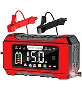 12V 24V Car Battery Charger, Compatible with 1A, 6A, 8A,10A,12A, 0-15A Automatic Battery Maintain...