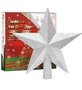 URATOT Glittered Christmas Star Tree Topper Christmas Decorative Holiday Treetop Shatterproof Sta...