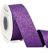Ribbli Purple Glitter Ribbon,Gift Wrapping Ribbon Purple Cut Edge Christmas Ribbon for Crafts, Ch...