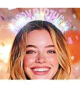 Aceorna Light Up Happy Birthday Headband LED Tinsel Crown Glitter Birthday Hair Accessories for W...