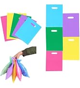 ysmile Colorful Plastic Shopping Bags with Handles – 100 Pack 7.8"x11.8" Merchandise Bags for Sma...