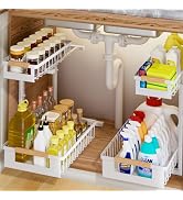 GUUKAR 2 Pack Under Sink Organizer, 2 Tier Pull Out Cabinet Organizer with 5-Level Adjustable Hei...