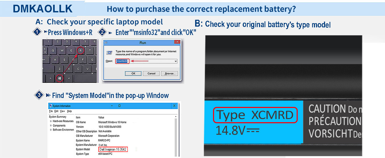 dell 40wh type xcmrd 14.8v battery