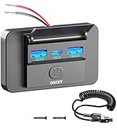 72W 3 Ports 12V USB Outlet with Power Switch, 36W PD3.0 Type-C & 18W QC3.0 USB Panel Wall Mount C...