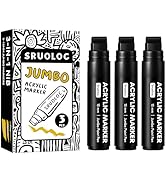 SRUOLOC 3 Jumbo Permanent Markers Black, 15mm Thick Wide Tip, Large Acrylic Paint Markers for Roc...