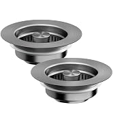 NinjaTiger Kitchen Sink Drain Strainer - 2-Pack 3-in-1 Stainless Steel Kitchen Sink Stopper Pop-U...
