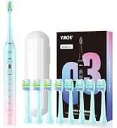 YUNCHI Electric Toothbrush for Adults and Kids, Rechargeable Battery Toothbrush, 8 Brush Heads, 5...