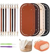 4 Pcs Purse Bottoms for Crochet Bags, Purse Making Supplies with 8 Braided Handles 2 Crochet Hook...