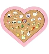 Pin Board Heart Cork Board, 11.8"x10.2" Small Bulletin Display Board, Wall Mounted Cute Cork Boar...