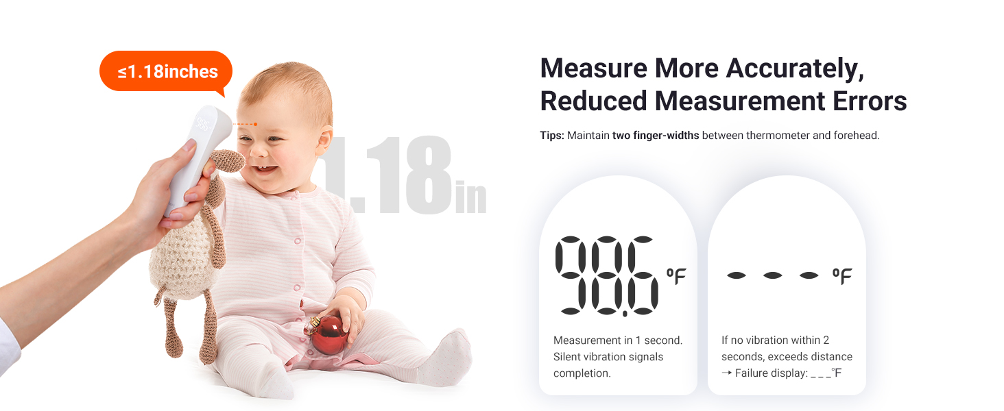 Measurement of temperature within 1.18inches to avoid mismeasurement