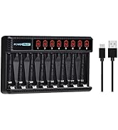 PowerTrust 8 Bay AA AAA Battery Charger with LCD Display for Ni-MH Ni-CD AA AAA Rechargeable Batt...
