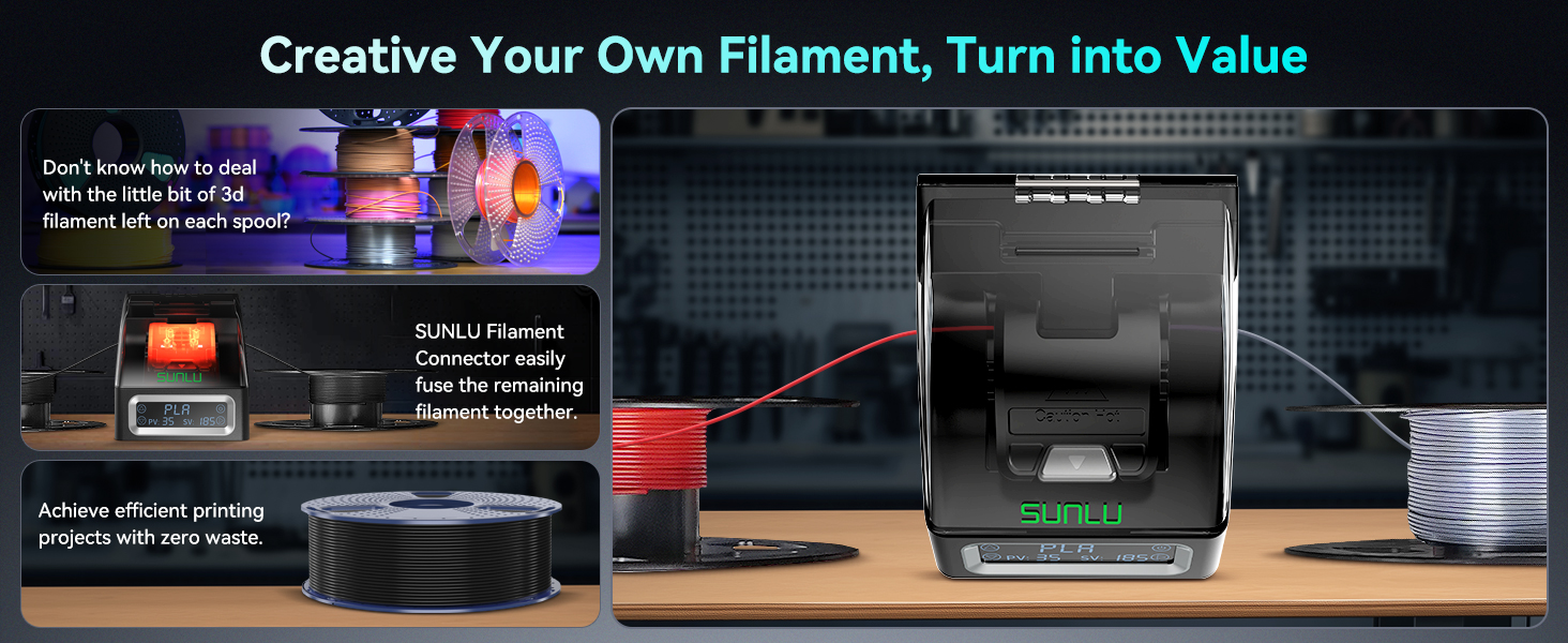 SUNLU Filament Connector, Fast Heating Filament Connector for 3D Printer Filament 1.75mm