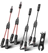 OYMSAE 2 Pairs Solar Connectors Y Branch Parallel Adapter Cable 1 to 2 Solar Panel Connectors Wir...