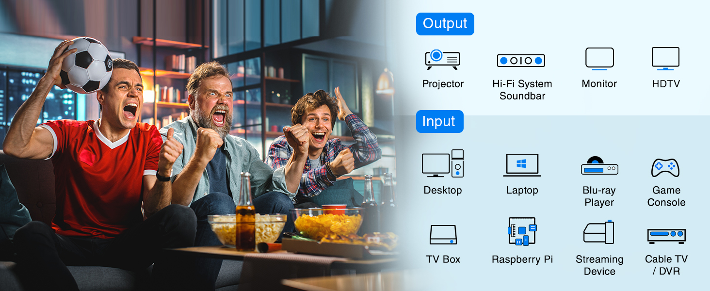 BLUERIGGER compatible projector HiFi soundbar raspberry Pi desktop cable HDTV Streaming device dvr