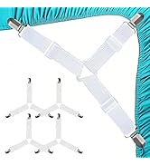 Tasttin 4 PCS Fitted Bed Sheet Straps - Elastic Suspenders with Metal Clips for Bed Sheets, Mattr...