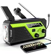 Emergency Radio Solar with 2 Charging Cables, 22000mWh NOAA Weather Radio | AM FM Hand Crank Radi...
