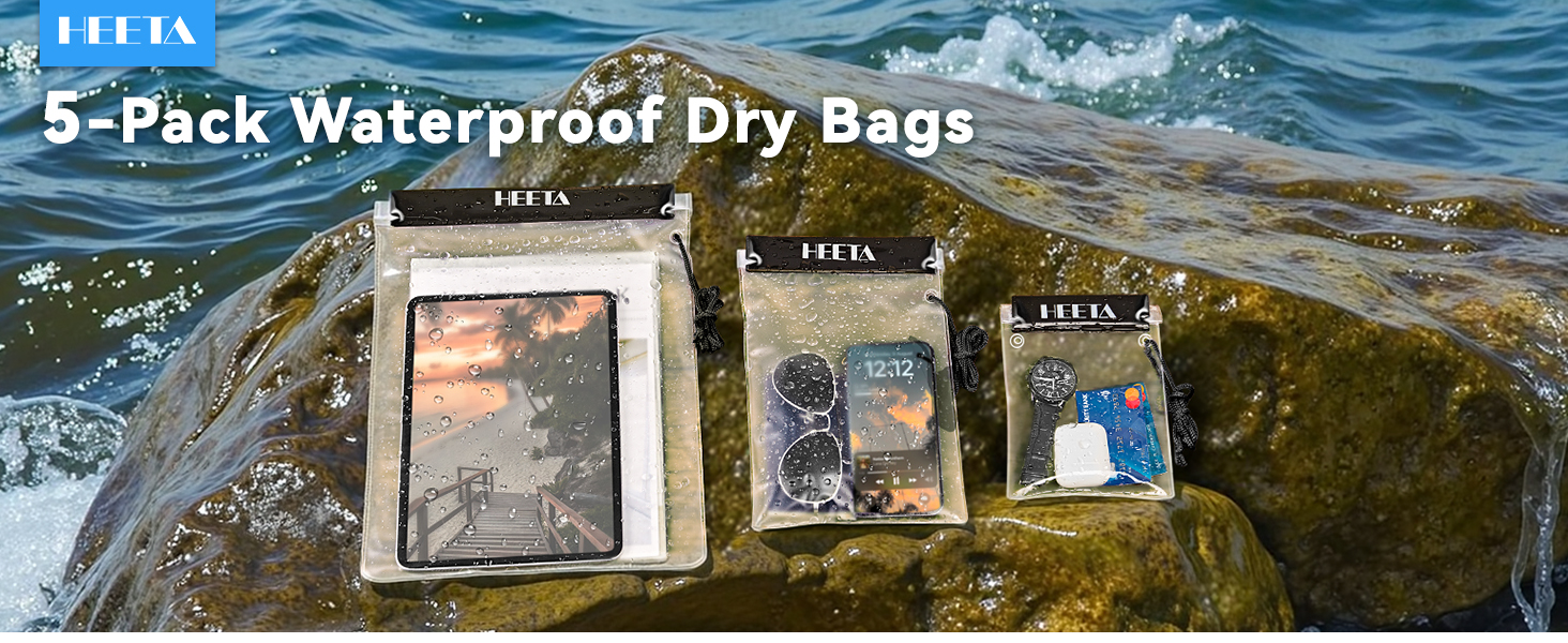 5-pack waterproof dry bags